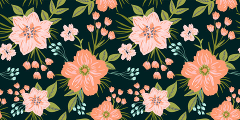 Floral vector seamless pattern. Seamless vector texture.