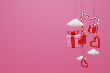 3d rendering romantic Valentine's day background