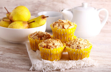 Pear and almond cakes, served