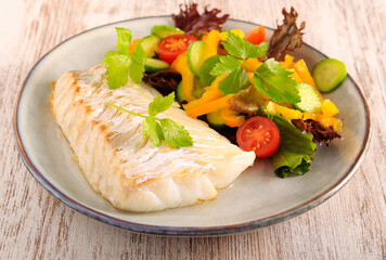 Cod fillet and salad