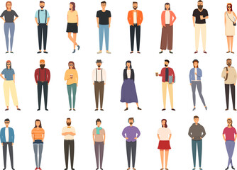 Hipster icons set cartoon vector. Man character. Beard guy