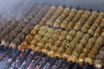 Syrian Mashawi Grills - Skewered Shish Kebabs  Mediterranean Cuisine Dishes