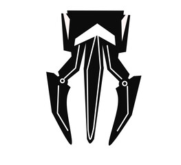 Scrap steel grabber vector icon. Also called grab bucket or scrap claw. Machine part of crane with hydraulic system for scrap metal, iron, junk and garbage