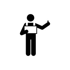 Hitchhiker holding signboard with thumb up icon vector symbol.