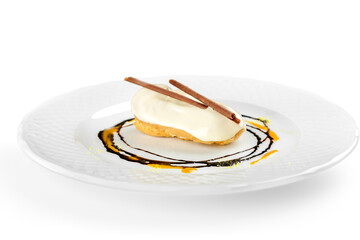 Chocolate Cream cake on plate