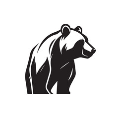 Bear icon logo. Minimal modern black and white vector illustration. Clean company logo. Isolated simple silhouette of zoo animal. Wild mammal. Logotype for business. Brand identity. Hipster mascot.