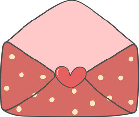Cute sweet Valentine love letter envelope doodle cartoon hand drawing