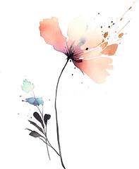 Beautiful Watercolor Painted Flower Cutout