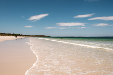 The beautiful white sand and turquoise Pacific Ocean at Callala beach on Jervis Bay in New South Wales, Australia