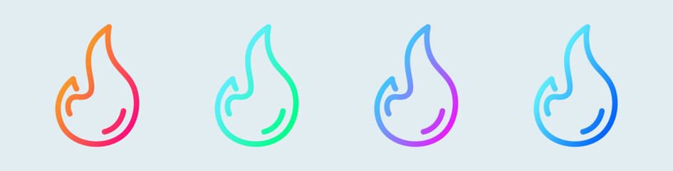 Obraz premium Fire line icon in gradient colors. Flame signs vector illustration.