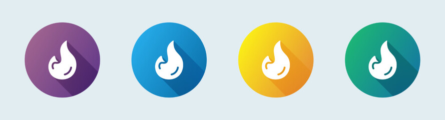 Fire solid icon in flat design style. Flame signs vector illustration.