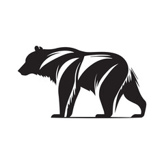 Bear icon logo. Minimal modern black and white vector illustration. Clean company logo. Isolated simple silhouette of zoo animal. Wild mammal. Logotype for business. Brand identity. Hipster mascot.