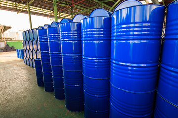 Oil barrels blue  or chemical drums