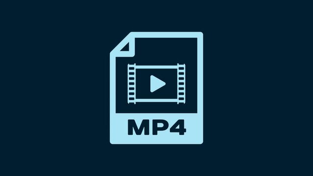 White MP4 file document. Download mp4 button icon isolated on blue background. MP4 file symbol. 4K Video motion graphic animation