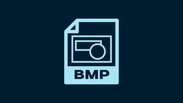 White BMP file document. Download bmp button icon isolated on blue background. BMP file symbol. 4K Video motion graphic animation