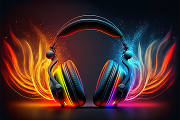 Colorful headphones with sound visualization