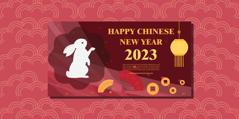 2023 year of the rabbit vector chinese new year celebration template