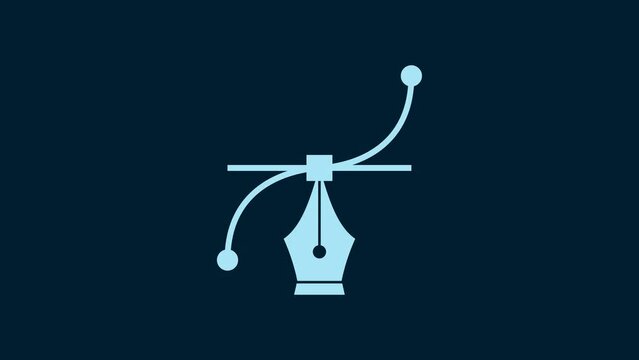 White Bezier curve icon isolated on blue background. Pen tool icon. 4K Video motion graphic animation