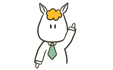 手を挙げる馬のビジネスマン