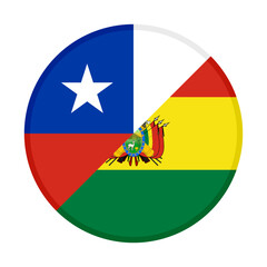round icon with chile and bolivia flags. vector illustration isolated on white background