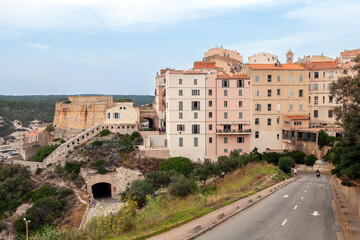 Naklejka premium Street view of Bonifacio, Corsica. Old residential houses