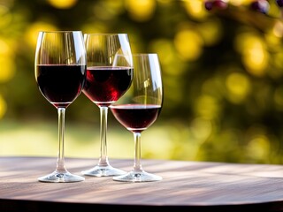 Fototapeta premium Wineglasses and grapes on a table. 