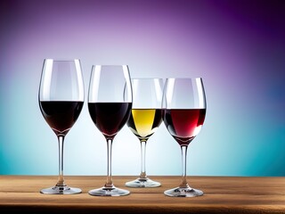 Wineglasses and grapes on a table. 
