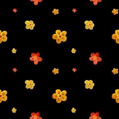 Fototapeta na wymiar Flower red yellow orange black seamless pattern
