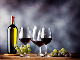 Fototapeta premium Wineglasses and grapes on a table. 