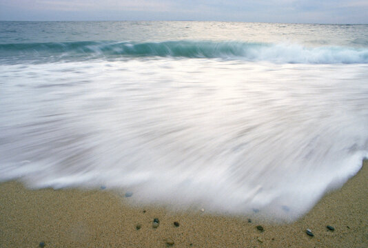 Atlantic Ocean waves along shore of Cape Cod, MA, USA.