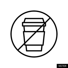No coffee cup vector icon in line style design for website, app, UI, isolated on white background. Editable stroke. Vector illustration.