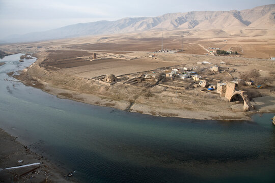 Tigris River running past Hasankeyf in Eastern Turkey.