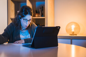 White Woman working from home