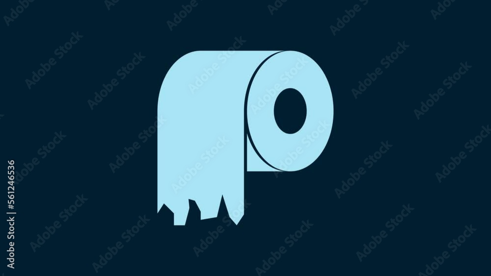 Sticker White Toilet paper roll icon isolated on blue background. 4K Video motion graphic animation