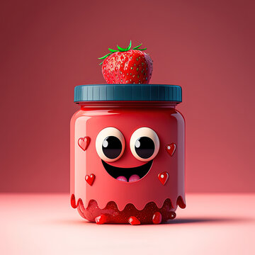 Cute Cartoon Strawberry Jam Character