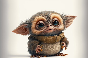 3d illustration cute funny troll gremlin gizmo