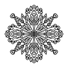 Circular pattern in the form of mandala with flower for henna, mehndi, tattoo, decoration. Decorative ornaments in oriental style. Line art with white background. Coloring picture.
