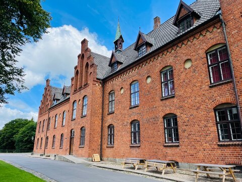 Red brick abbey and church, Danish Christianity  