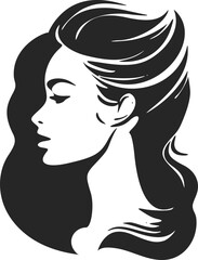 Black and white logo depicting a stylish and elegant girl. Elegant style with a sophisticated and sophisticated look.