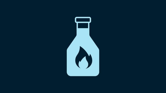 White Ketchup bottle icon isolated on blue background. 4K Video motion graphic animation