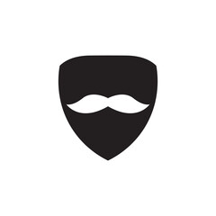 mask mustache shield logo icon illustration.