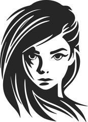 Black and white logo depicting a beautiful and sophisticated girl. A bold and dynamic logo that makes a strong impression.