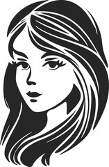Black and white logo depicting a beautiful and sophisticated girl. For your business.