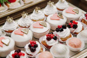 Beautifully decorated catering banquet table with different food snacks