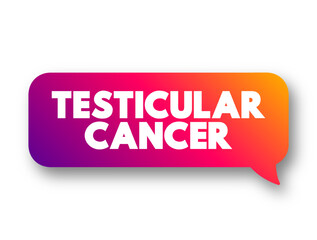 Testicular Cancer is 1 of the less common cancers and mostly affect men between 15 and 49 years of age, text concept message bubble