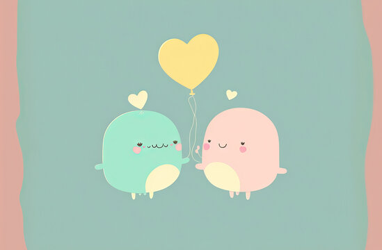 Cute Valentine's or wedding background. Valentine's Day concept in pastel color. Generative ai.