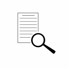 illustration of a magnifying glass icon above a document, the concept of searching for a document file