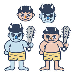 金棒を持つ青鬼と赤鬼