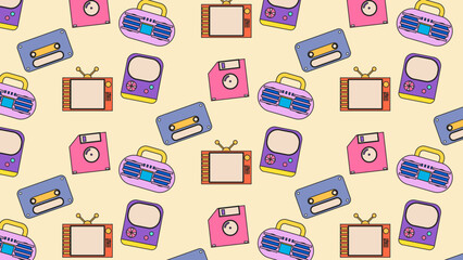 retro music pattern background. groovy colour.