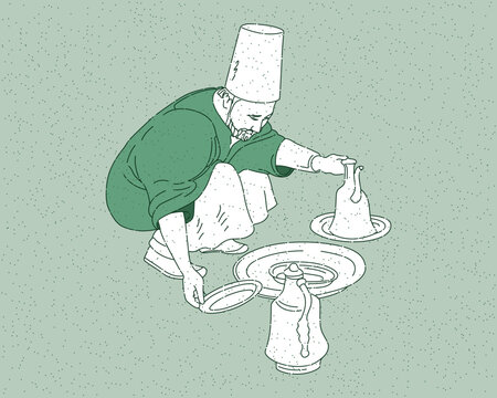 green robed man with plates clip art preview